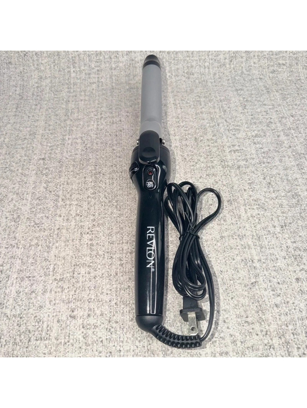 Revlon Curling Iron Adjustable Heat Gray Barrel Salon Hair Styling Tool Black